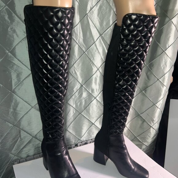 Rogue Womens Long Thigh High‎ Boots Over The Knee Mid Block Heel Zip Up Sz. 8.5 - Picture 4 of 10